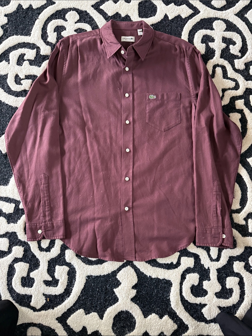 Lacoste Men's Button-Down Shirt in Deep Wine Size Large